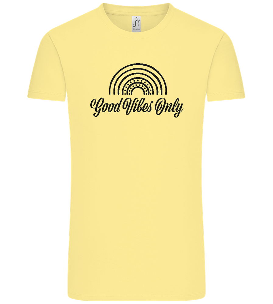 Good Vibes Only Rainbow Design - Comfort Unisex T-Shirt_AMARELO CLARO_front