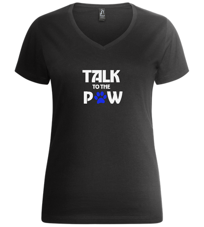 Talk to the Paw Design - Premium women's v-neck t-shirt_DEEP BLACK_front