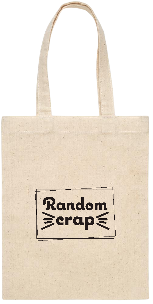 Random Crap Text Design - Essential small colored handle gift bag_BEIGE_front