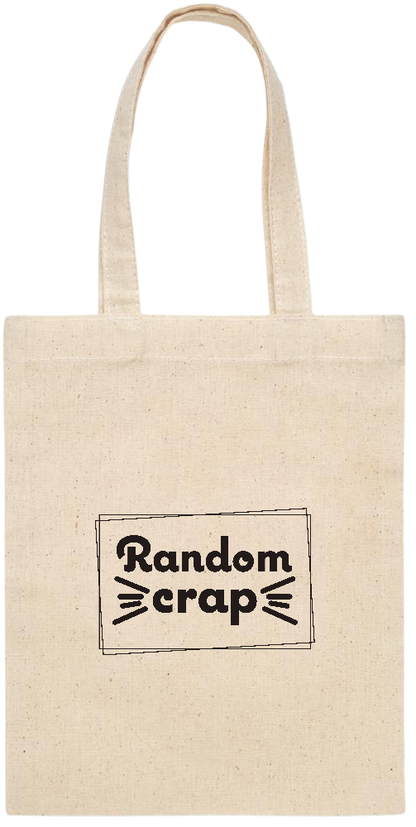 Random Crap Text Design - Essential small colored handle gift bag_BEIGE_front