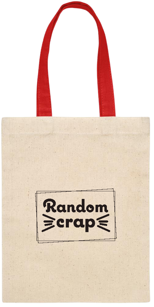 Random Crap Text Design - Essential small colored handle gift bag_RED_front