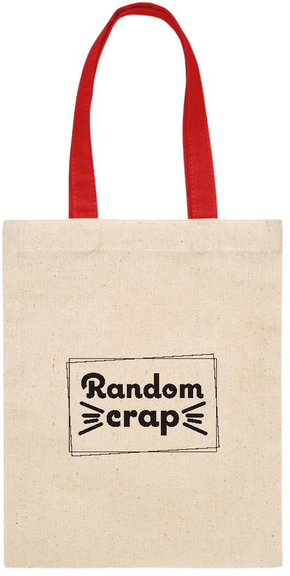 Random Crap Text Design - Essential small colored handle gift bag_RED_front