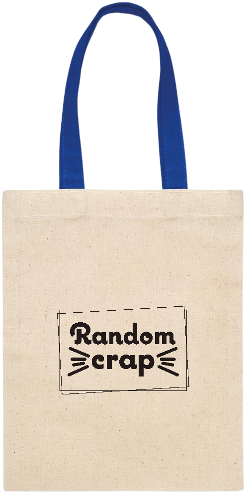 Random Crap Text Design - Essential small colored handle gift bag_ROYAL BLUE_front