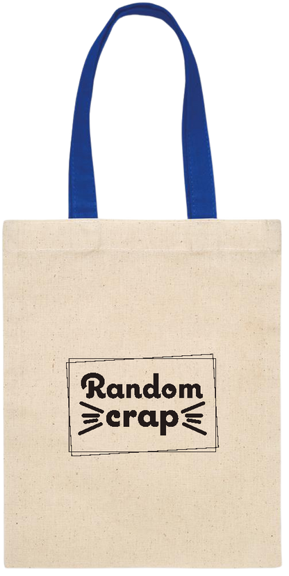 Random Crap Text Design - Essential small colored handle gift bag_ROYAL BLUE_front