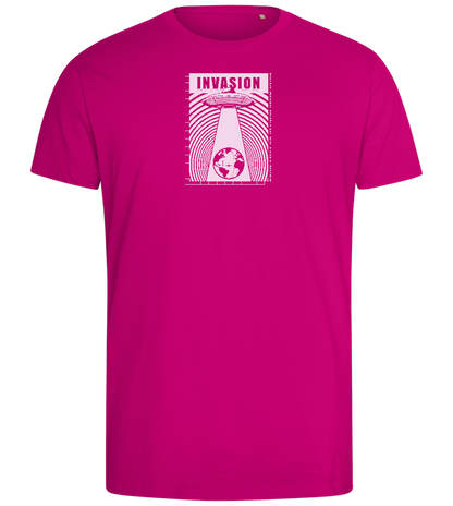 Invade Earth Design - Comfort men's fitted t-shirt_FUCHSIA_front