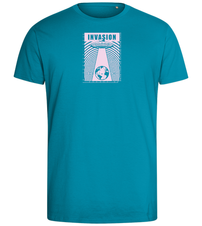 Invade Earth Design - Comfort men's fitted t-shirt_TURQUOISE_front