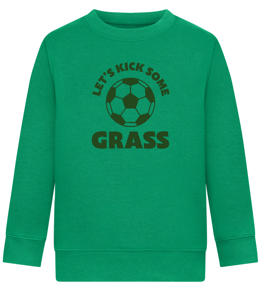 Let's Kick Some Grass Design - Comfort Kids Sweater_MEADOW GREEN_front