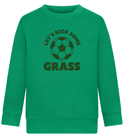 Let's Kick Some Grass Design - Comfort Kids Sweater_MEADOW GREEN_front
