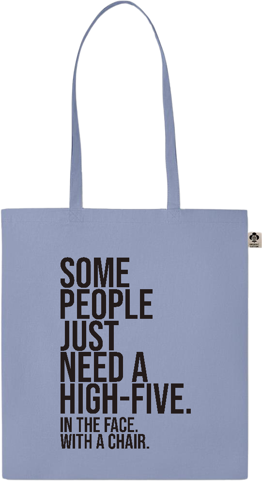 Some People Need a High-five Design - Essential colored organic cotton tote bag_BABY BLUE_front