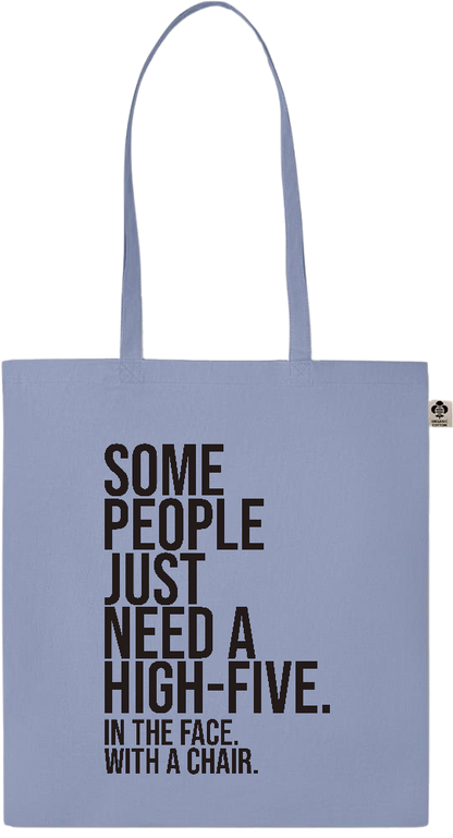 Some People Need a High-five Design - Essential colored organic cotton tote bag_BABY BLUE_front