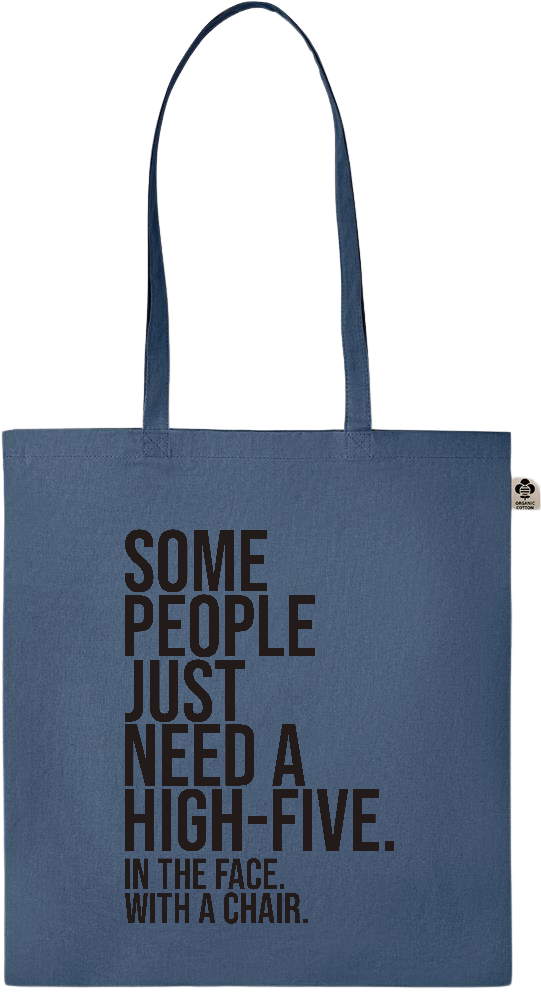 Some People Need a High-five Design - Essential colored organic cotton tote bag_BLUE_front