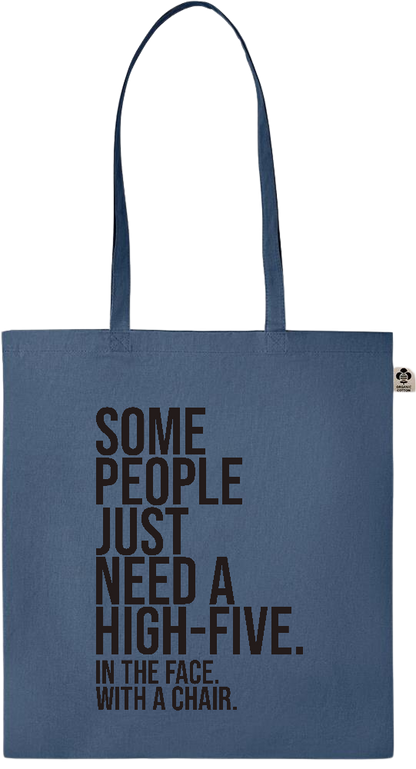 Some People Need a High-five Design - Essential colored organic cotton tote bag_BLUE_front