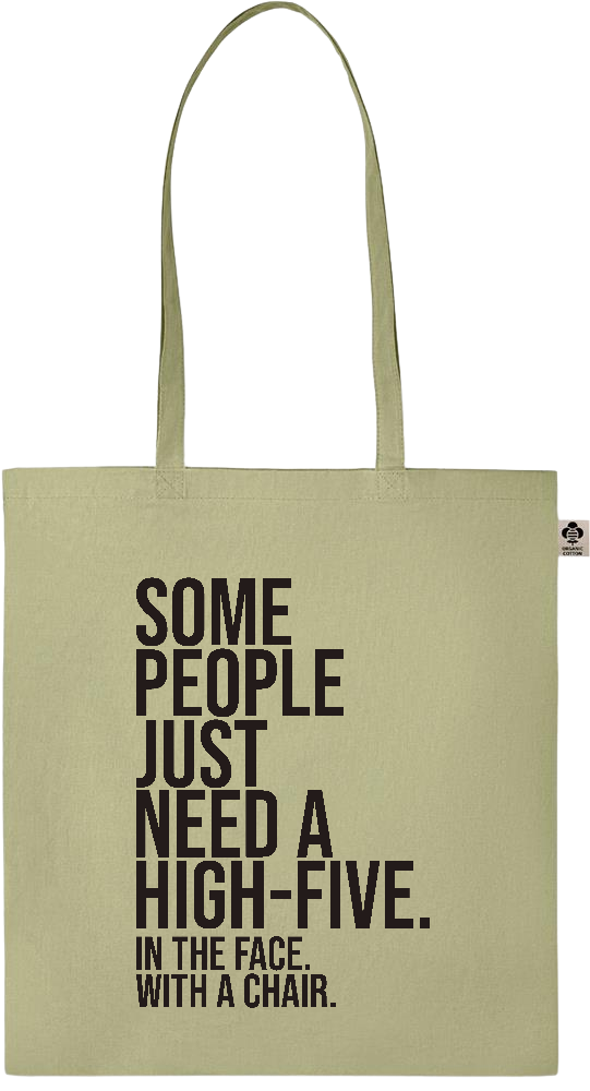 Some People Need a High-five Design - Essential colored organic cotton tote bag_GREEN_front