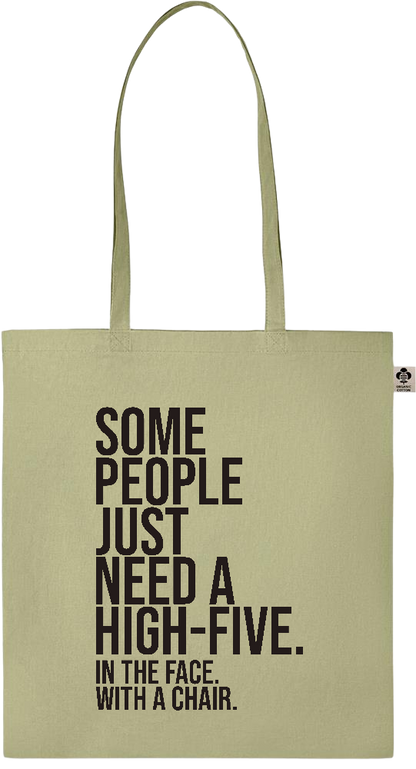 Some People Need a High-five Design - Essential colored organic cotton tote bag_GREEN_front