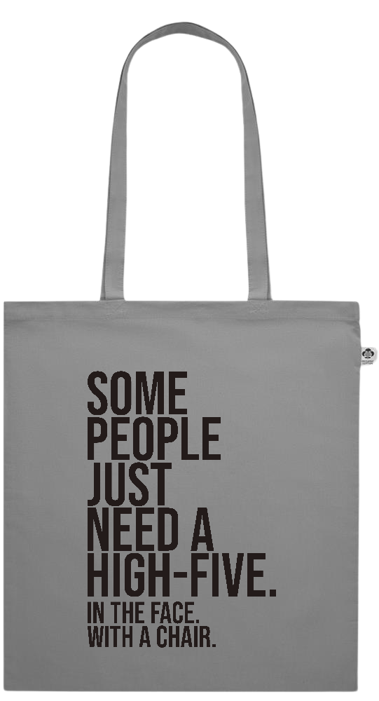 Some People Need a High-five Design - Essential colored organic cotton tote bag_GREY_front