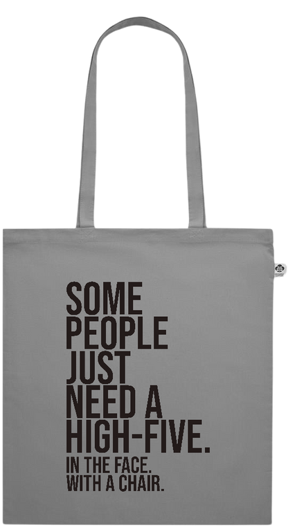 Some People Need a High-five Design - Essential colored organic cotton tote bag_GREY_front