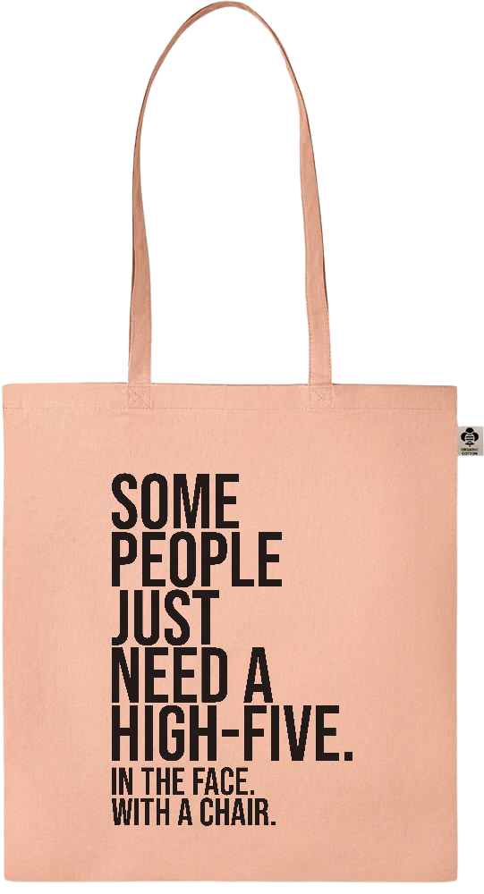 Some People Need a High-five Design - Essential colored organic cotton tote bag_ORANGE_front