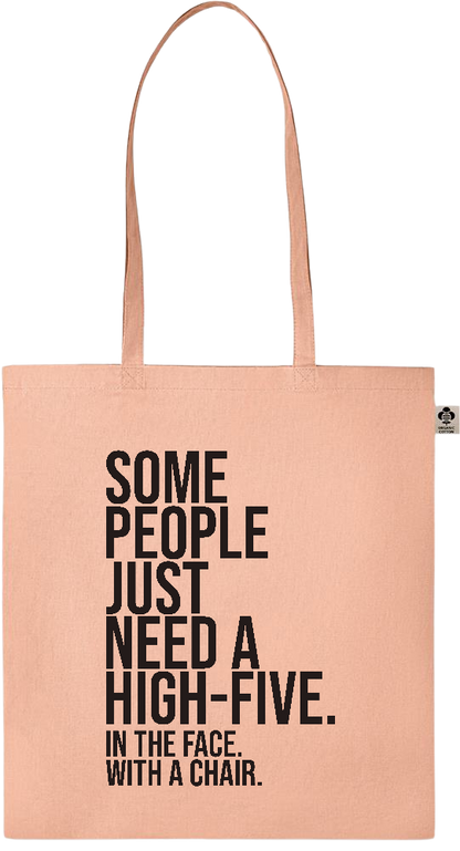 Some People Need a High-five Design - Essential colored organic cotton tote bag_ORANGE_front