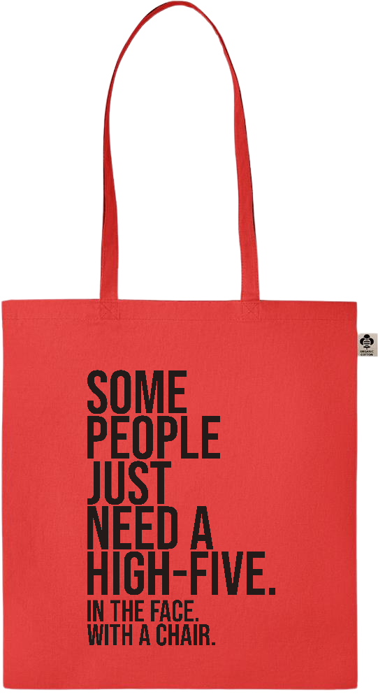 Some People Need a High-five Design - Essential colored organic cotton tote bag_RED_front