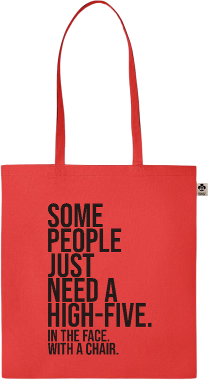 Some People Need a High-five Design - Essential colored organic cotton tote bag_RED_front