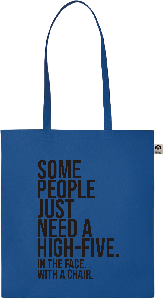 Some People Need a High-five Design - Essential colored organic cotton tote bag_ROYAL BLUE_front