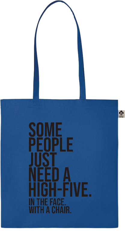 Some People Need a High-five Design - Essential colored organic cotton tote bag_ROYAL BLUE_front