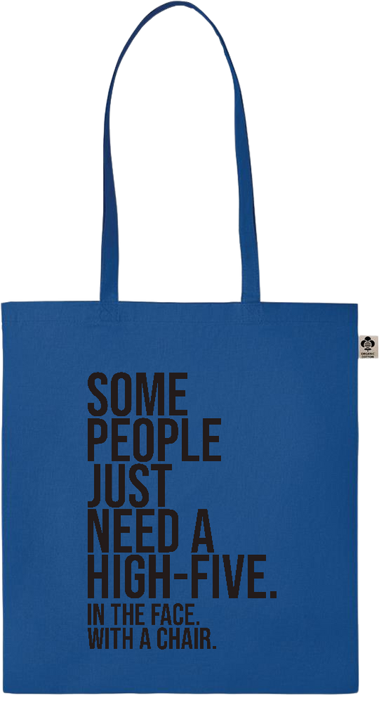 Some People Need a High-five Design - Essential colored organic cotton tote bag_ROYAL BLUE_front