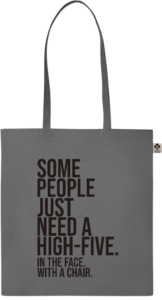 Some People Need a High-five Design - Essential colored organic cotton tote bag_STONE GREY_front