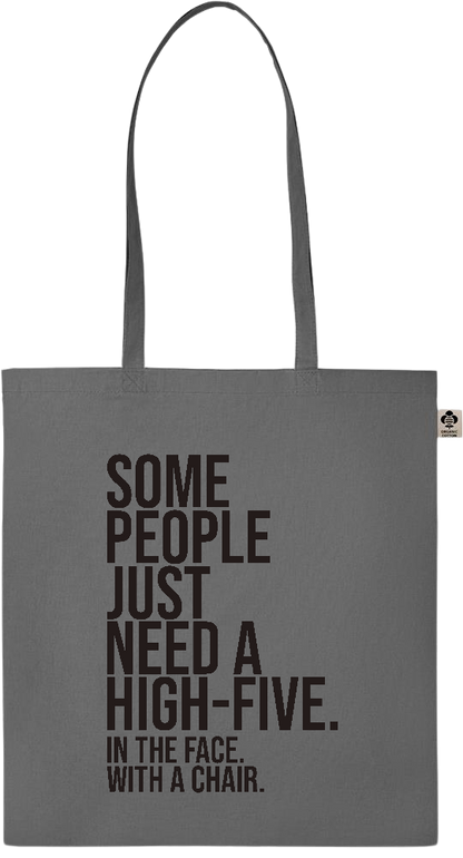 Some People Need a High-five Design - Essential colored organic cotton tote bag_STONE GREY_front