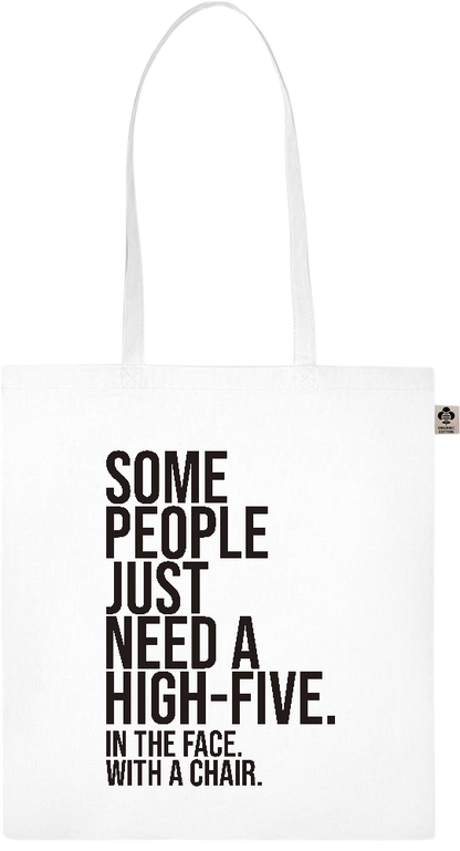 Some People Need a High-five Design - Essential colored organic cotton tote bag_WHITE_front