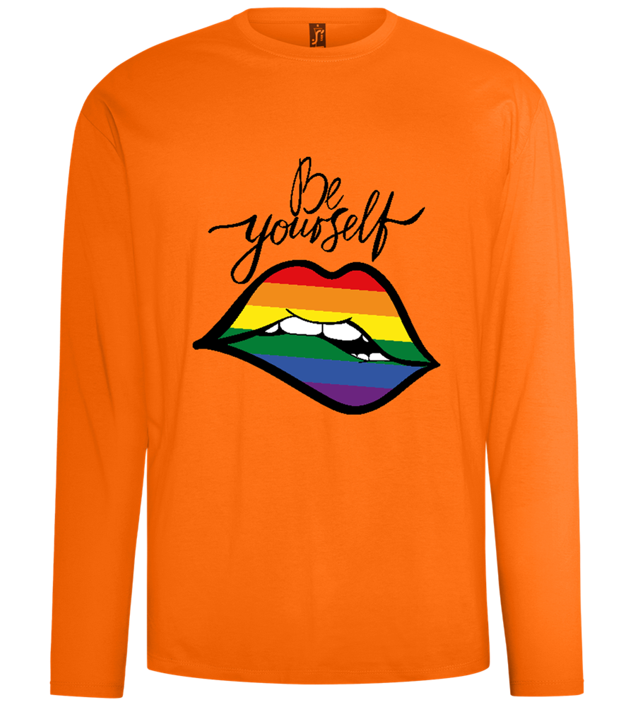 Be Yourself Rainbow Lips Design - Comfort men's long sleeve t-shirt_ORANGE_front