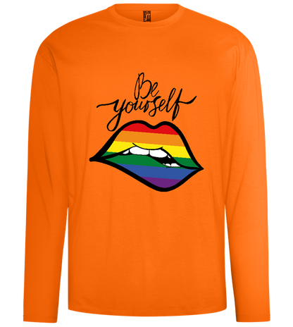 Be Yourself Rainbow Lips Design - Comfort men's long sleeve t-shirt_ORANGE_front