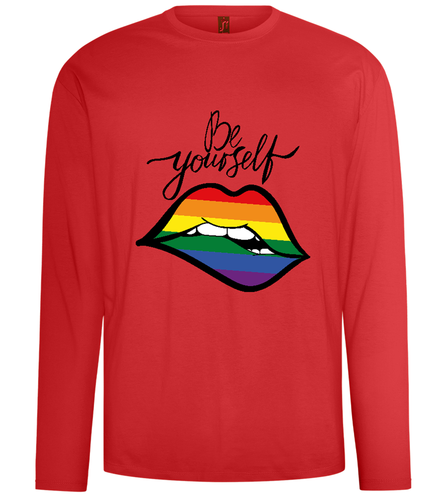 Be Yourself Rainbow Lips Design - Comfort men's long sleeve t-shirt_RED_front