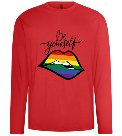 Be Yourself Rainbow Lips Design - Comfort men's long sleeve t-shirt_RED_front