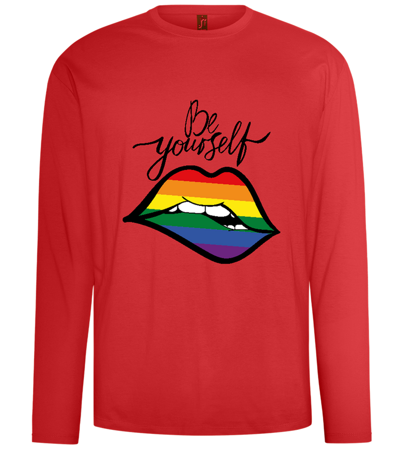 Be Yourself Rainbow Lips Design - Comfort men's long sleeve t-shirt_RED_front