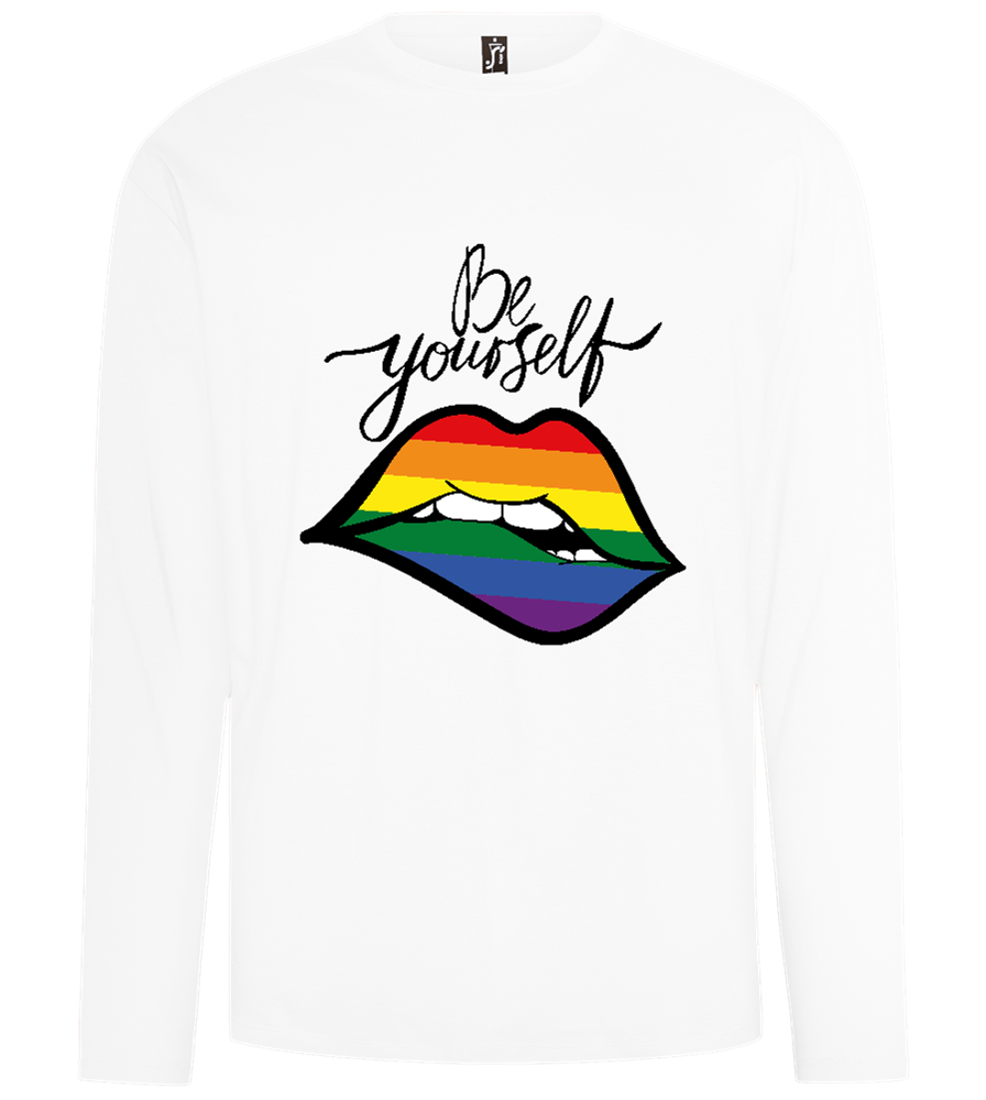 Be Yourself Rainbow Lips Design - Comfort men's long sleeve t-shirt_WHITE_front