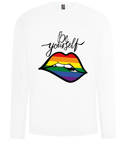 Be Yourself Rainbow Lips Design - Comfort men's long sleeve t-shirt_WHITE_front