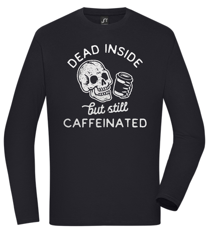 Dead Inside Caffeinated Design - Comfort men's long sleeve t-shirt_MARINE_front