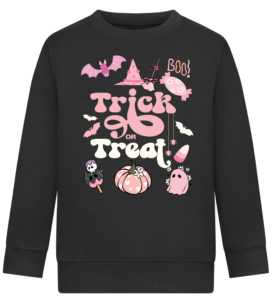 Pink Trick or Treat Design - Comfort Kids Sweater_BLACK_front