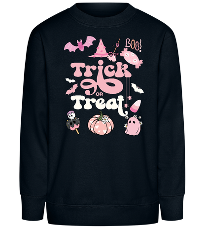 Pink Trick or Treat Design - Comfort Kids Sweater_BLACK_front