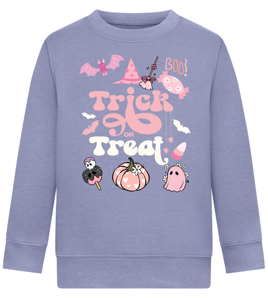 Pink Trick or Treat Design - Comfort Kids Sweater_BLUE_front