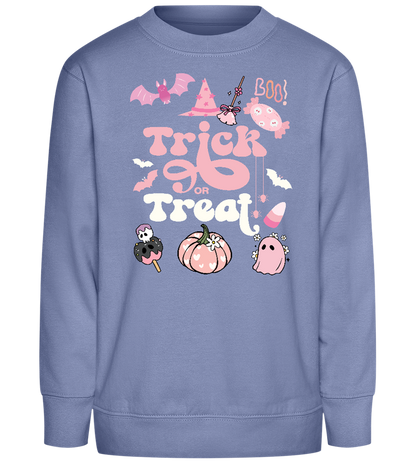 Pink Trick or Treat Design - Comfort Kids Sweater_BLUE_front