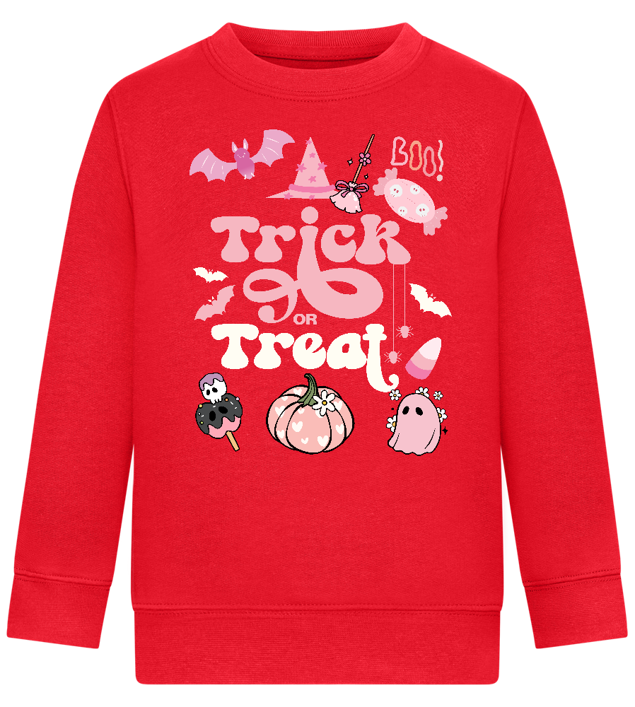 Pink Trick or Treat Design - Comfort Kids Sweater_BRIGHT RED_front