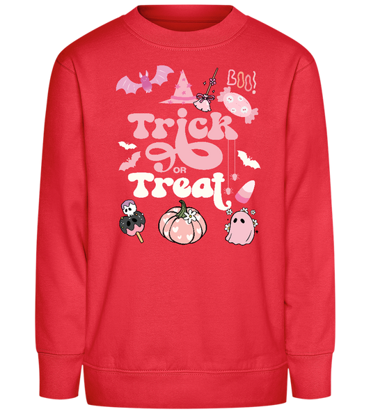 Pink Trick or Treat Design - Comfort Kids Sweater_BRIGHT RED_front