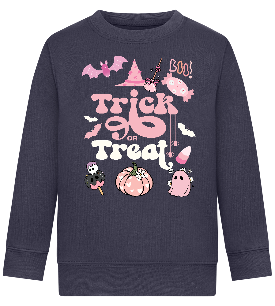 Pink Trick or Treat Design - Comfort Kids Sweater_FRENCH NAVY_front