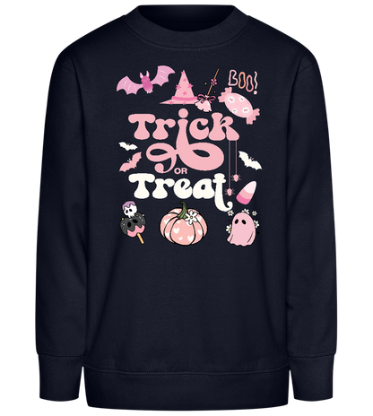 Pink Trick or Treat Design - Comfort Kids Sweater_FRENCH NAVY_front