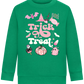 Pink Trick or Treat Design - Comfort Kids Sweater_MEADOW GREEN_front