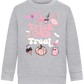 Pink Trick or Treat Design - Comfort Kids Sweater_ORION GREY II_front