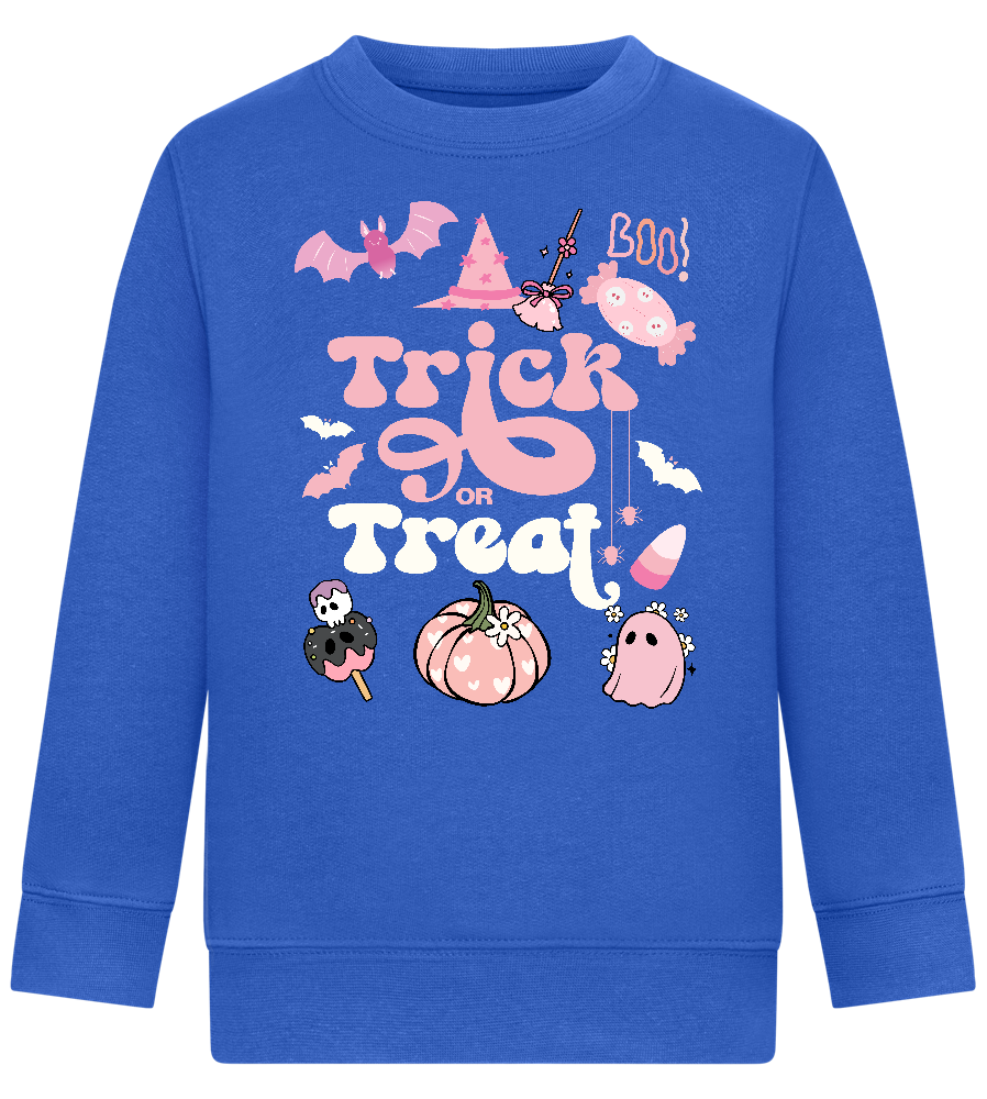 Pink Trick or Treat Design - Comfort Kids Sweater_ROYAL_front