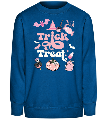 Pink Trick or Treat Design - Comfort Kids Sweater_ROYAL_front